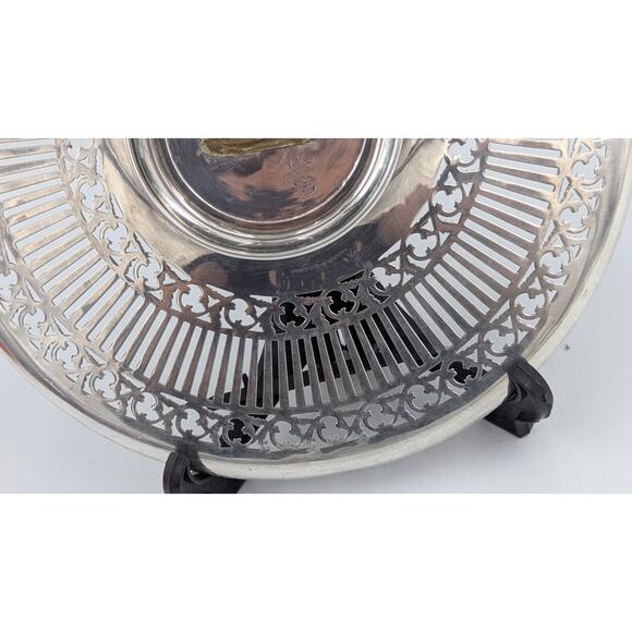 Meriden Britannia Sterling Silver Reticulated Tray Footed Dish 8.5” #475 - Picture 8 of 14
